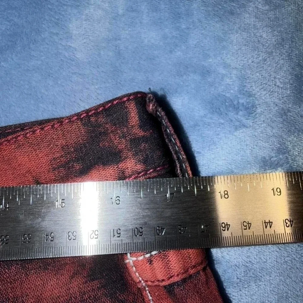 Vintage True Religion Red Black‎ Dyed Distressed Baggy Jeans Shorts men Size 34